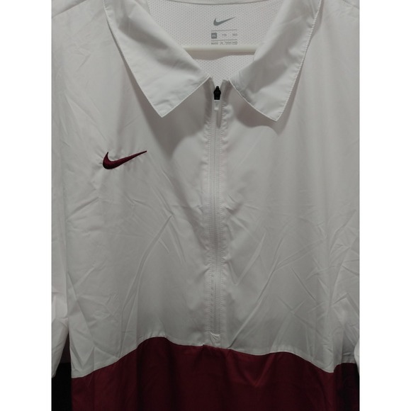 Nike 1/2 Zip White Maroon Coaches Jacket Windbreaker Men's XXL - Picture 13 of 16